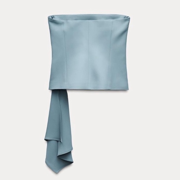 Zara Blue Strapless Crop Top - Picture 3 of 16